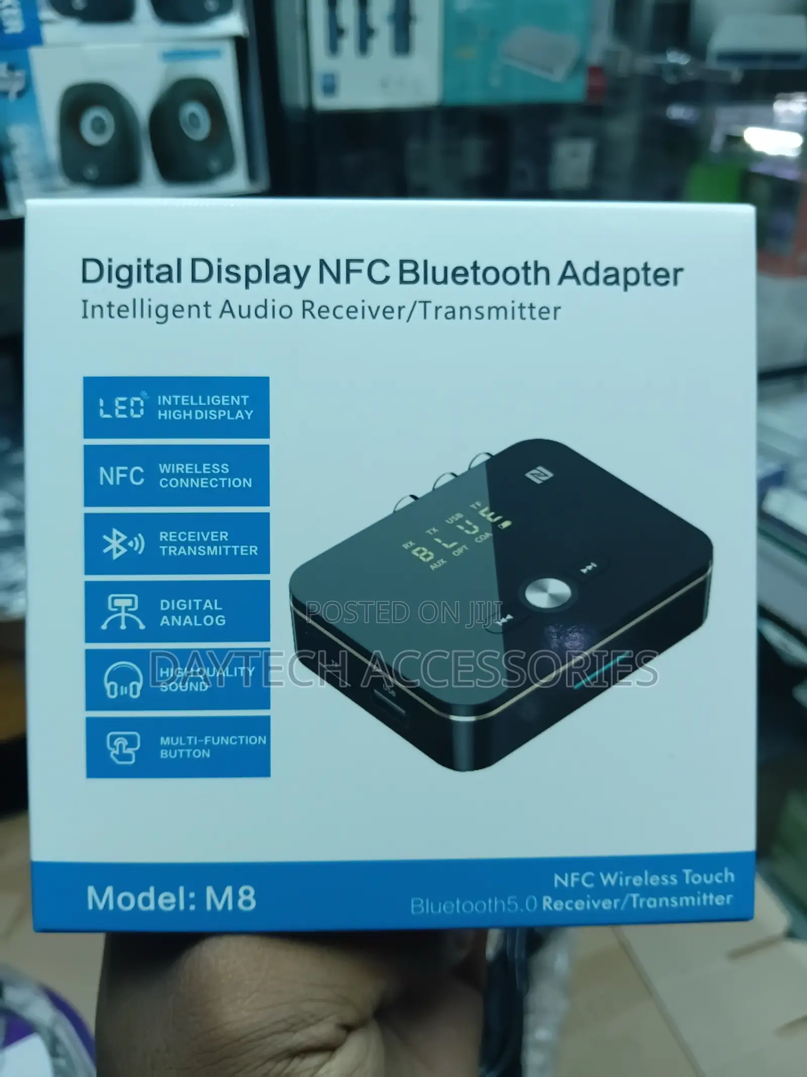 This M8 Digital Display NFC Bluetooth Adapter.