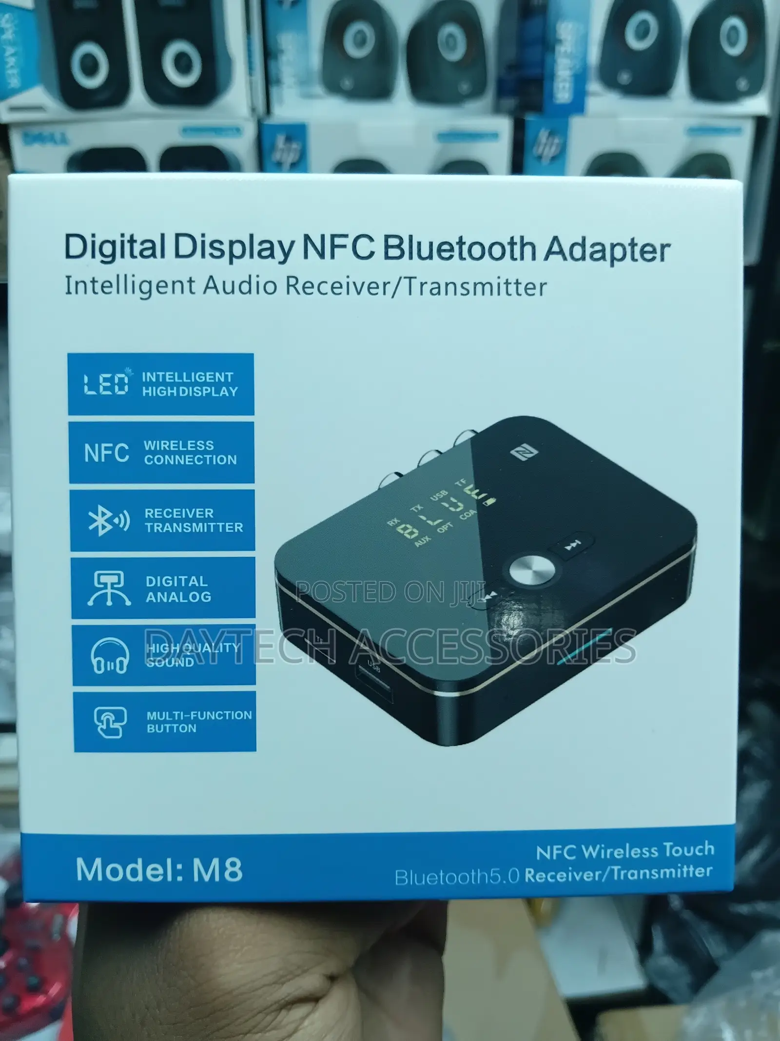 This M8 Digital Display NFC Bluetooth Adapter.