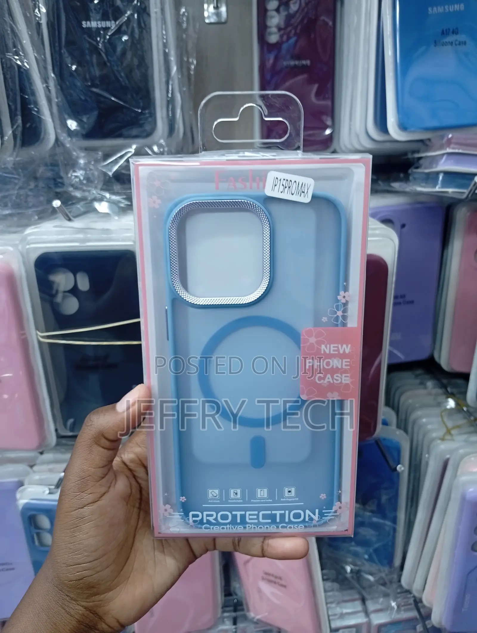 iPhone 15 Pro Max Translucent Light Blue Finish Case
