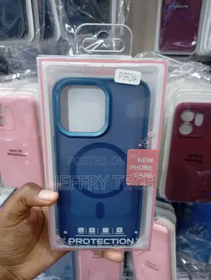 15 Pro Max Navy Blue Reinforced, Metallic-Accented Blue Border Case