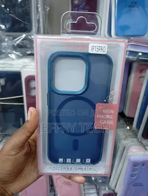 iPhone 15 Pro Navy Blue Face Puffer-Style Case