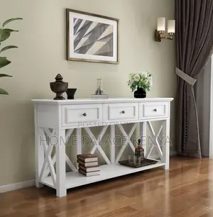 Console Table: Narrow Entryway Table With 3 Drawers and Bottom Shelf
