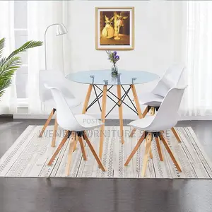 Dining Chairs; Leather Padded Upholstered Eames Chairs