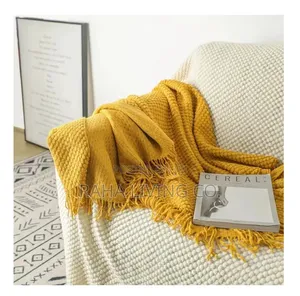 Knitted Tassel Throw Blanket – Acrylic Cashmere | 163x183cm