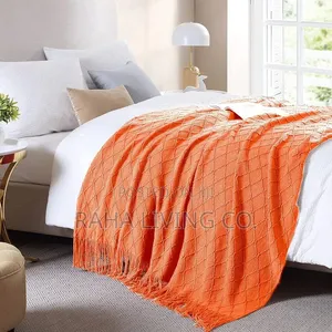 Knitted Tassel Throw Blanket – Acrylic Cashmere | 133x153cm