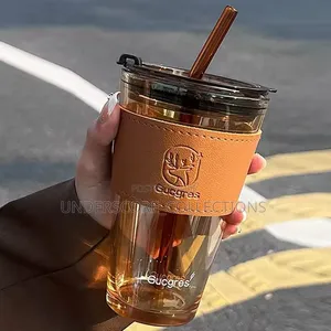 Glass Cup With Straw