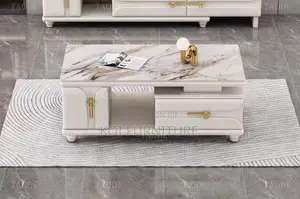 Coffee Table; Marble Home Living Room Coffee Table With Storage