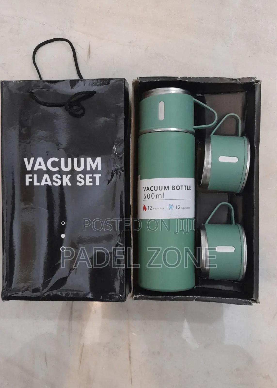 Premium 500ml Vacuum Flask Set With 3 Mugs - Brand New