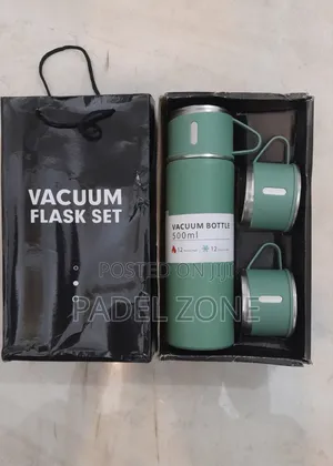 Premium 500ml Vacuum Flask Set With 3 Mugs - Brand New