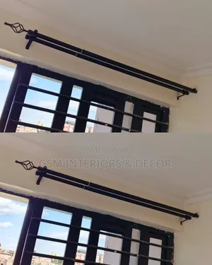 Black Curtain Rods With Spiral Finials 2m Double