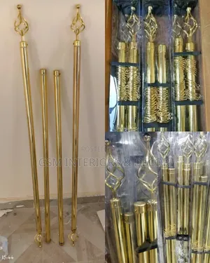 Gold Curtain Rods in Singles and Doubles