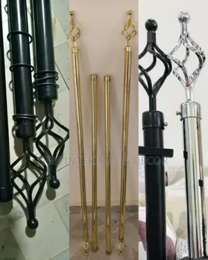 Gold and Black Curtain Rods in Singles and Doubles