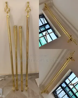 Double Curtain Rods in Gold for Living Room