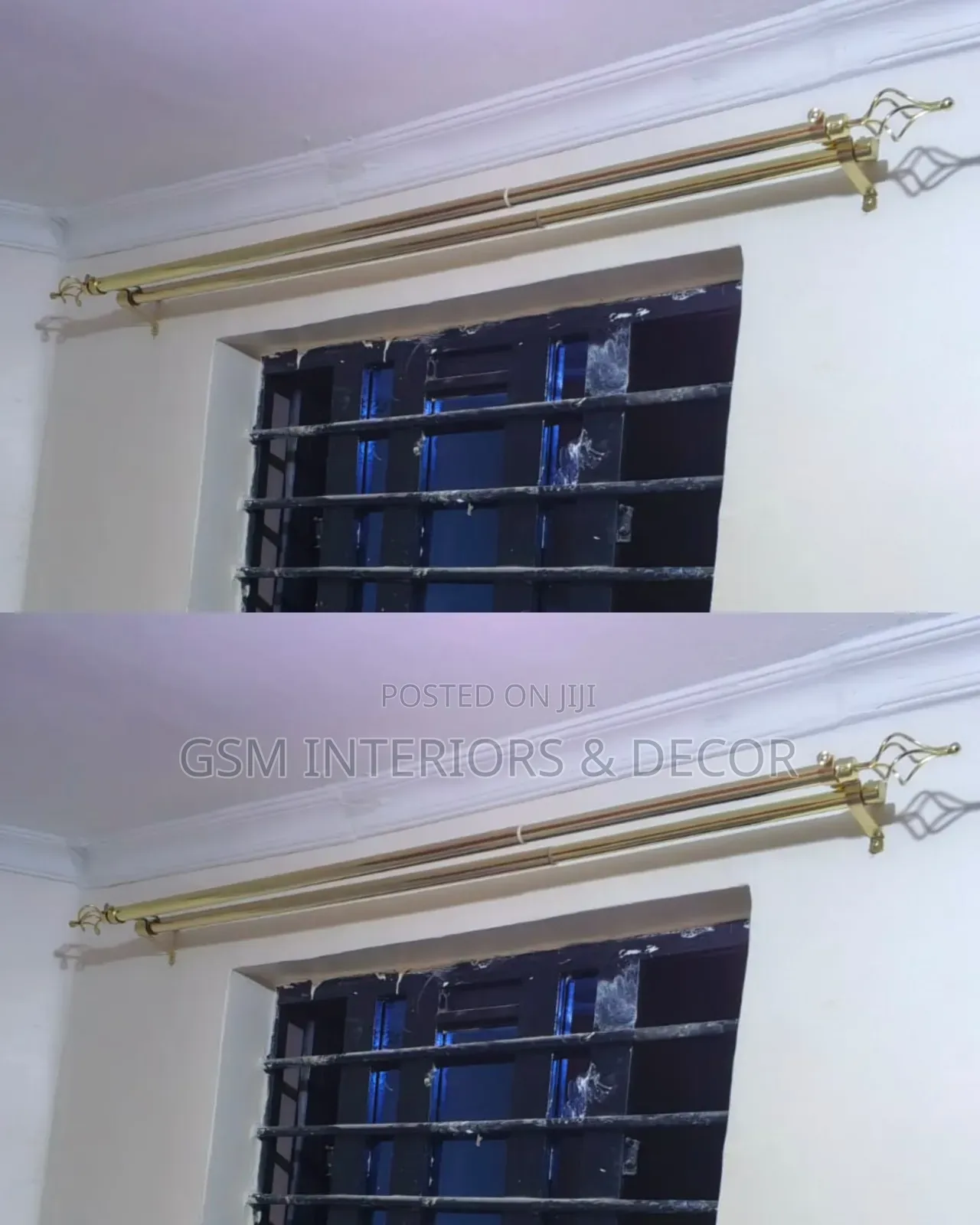 Adjustable Gold Curtain Rods for Kitchen Space