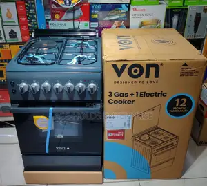 Von Standing Gas Cooker 3g+1e 50*60 + Rapid Plate Electric Oven
