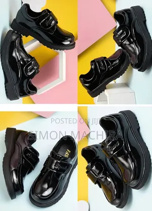 Black Oxford Leather School Shoes