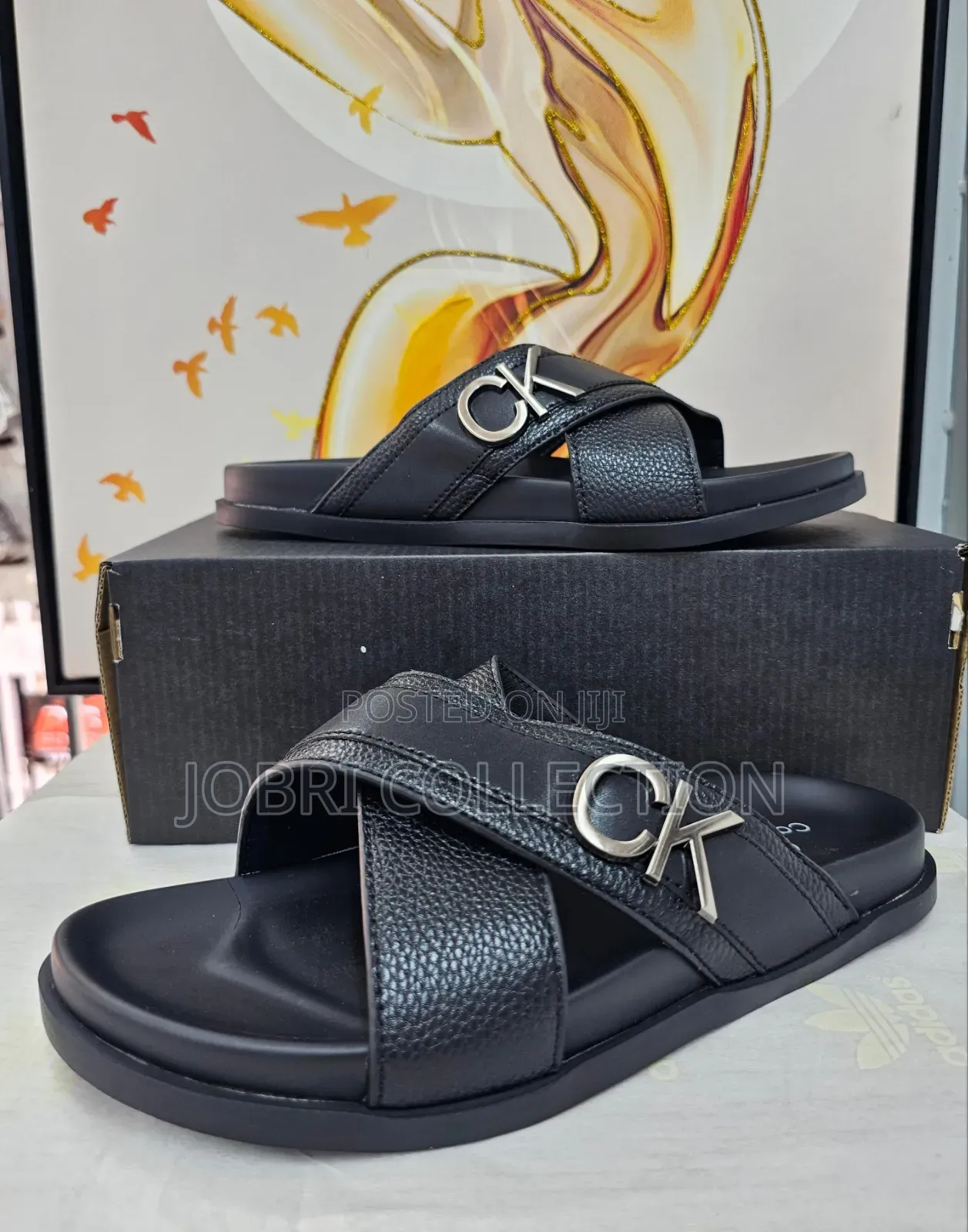 Black Calvin Klein Leather Sandals