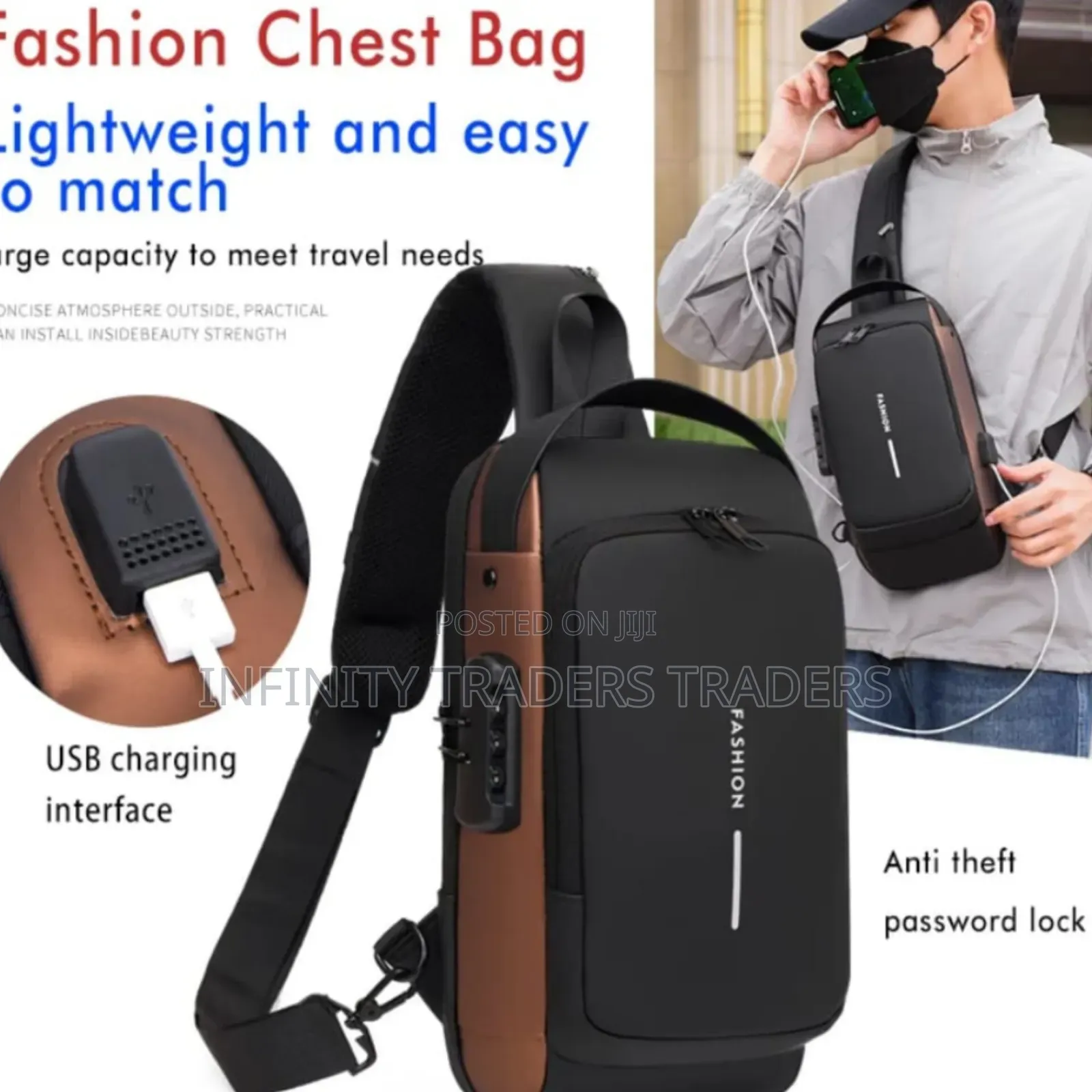 Multifunction Anti -theft Usb Shoulder/Chest Bag