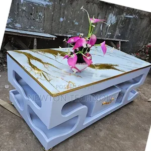 Executive White Coffee Table With Marble Topping