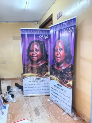Funeral Narrow Base Roll Up Banner Printing – Elegant Memorial Display