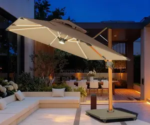 Garden Umbrella: 3x3m Waterproof Foldable Roman Sun Umbrella With Base