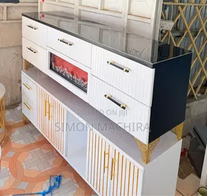 Executive Tv Stand With a Functional Fire Place