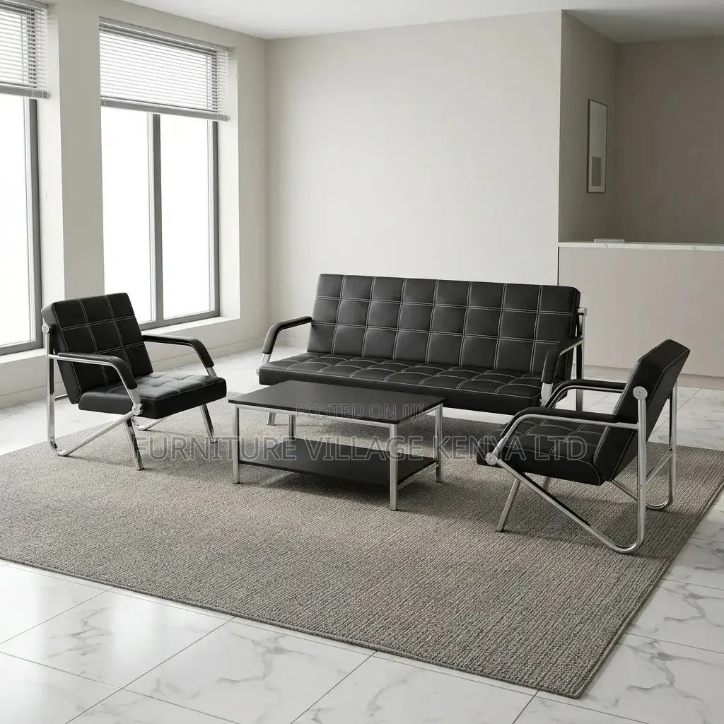 Leather 5-Seater Lobby Sofa Set