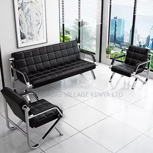 Leather 5-Seater Lobby Sofa Set