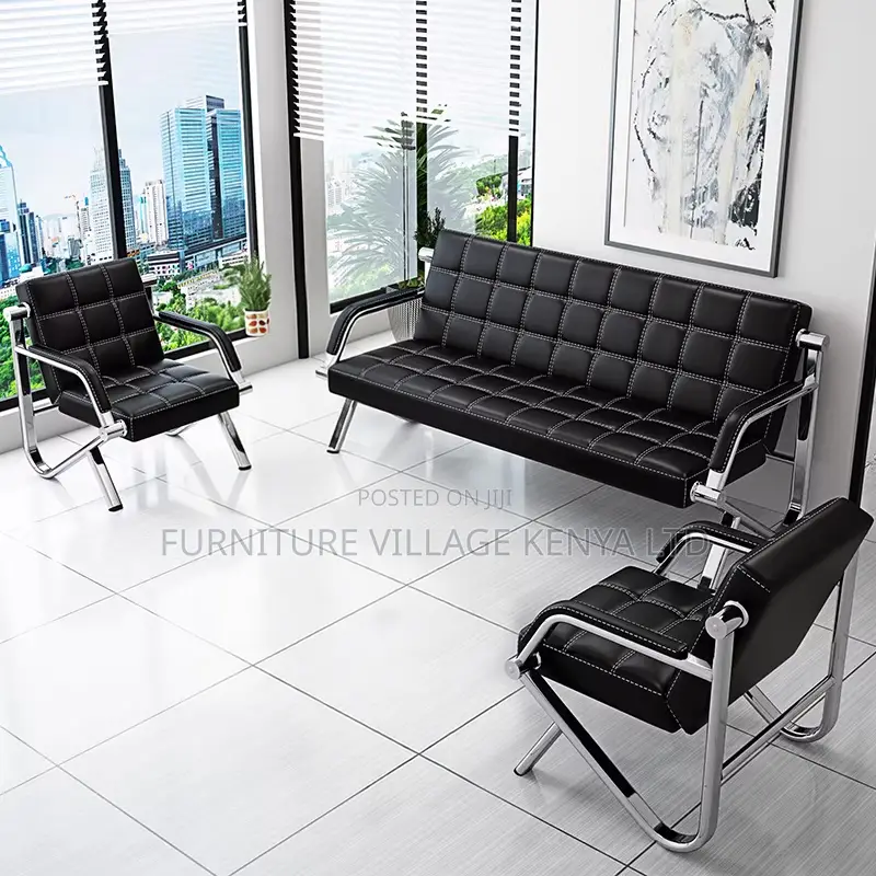 Leather 5-Seater Lobby Sofa Set