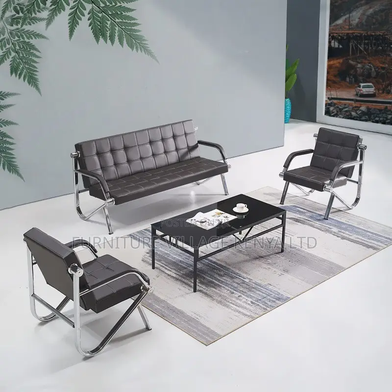 Leather 5-Seater Lobby Sofa Set