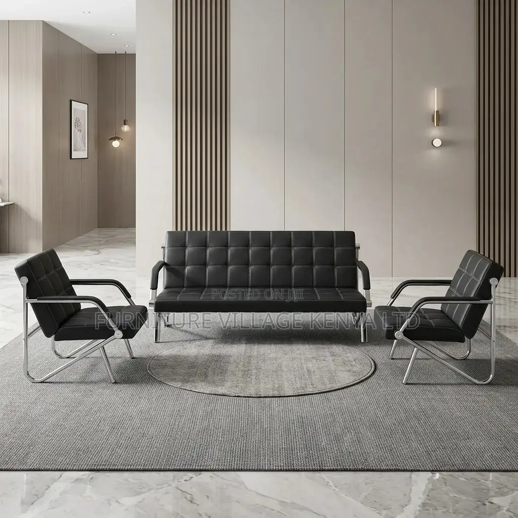Leather 5-Seater Lobby Sofa Set