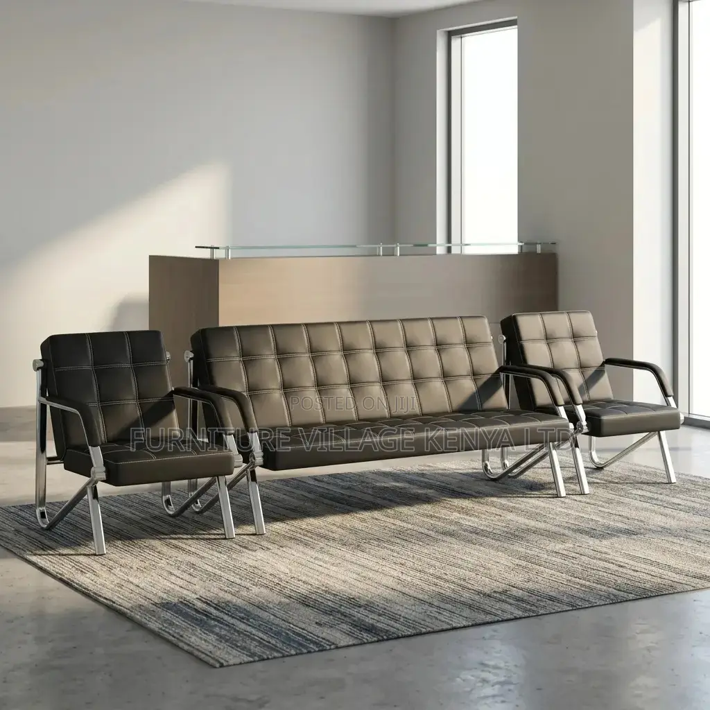 Leather 5-Seater Lobby Sofa Set