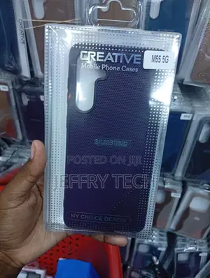 Samsung Galaxy M55 "Litchi" Leather Style Design in Navy Blue Cover