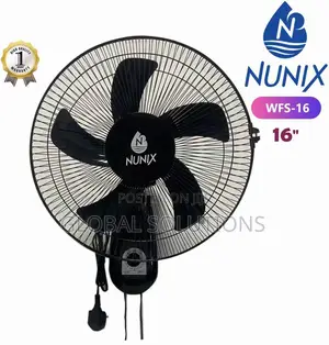16-Inch Wall-Mounted Fan Features Five Aerodynamic Black Blades