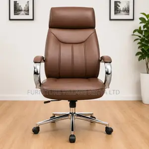 Brown Leather Swivel Executive Seat.