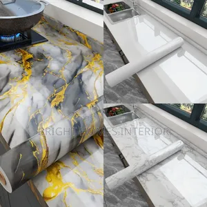 Water Proof Peel and Stick Marble Kitchen Cabinets Contact Paper