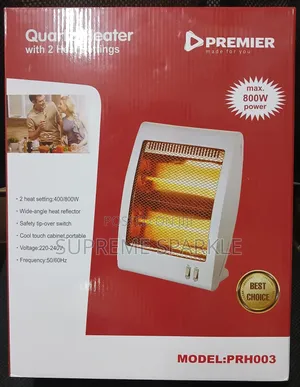 Premier 800w Quartz Room Heater With 2 Heat Settings Safety Switch.