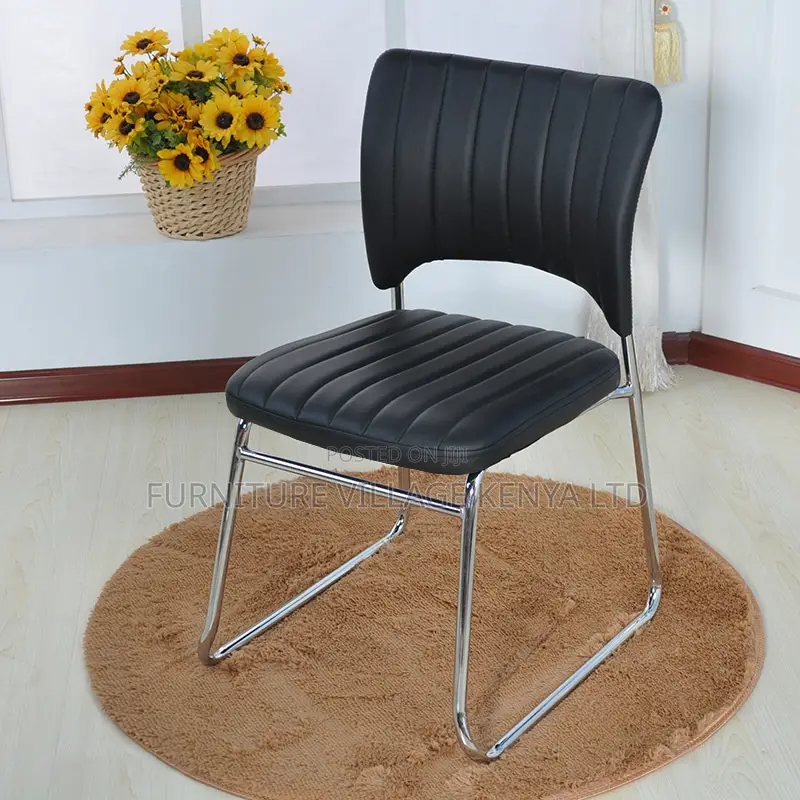 Leather Armless Guest Office Seat.