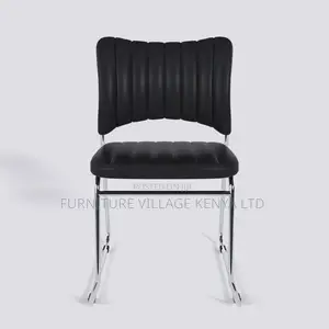 Leather Armless Guest Office Seat.