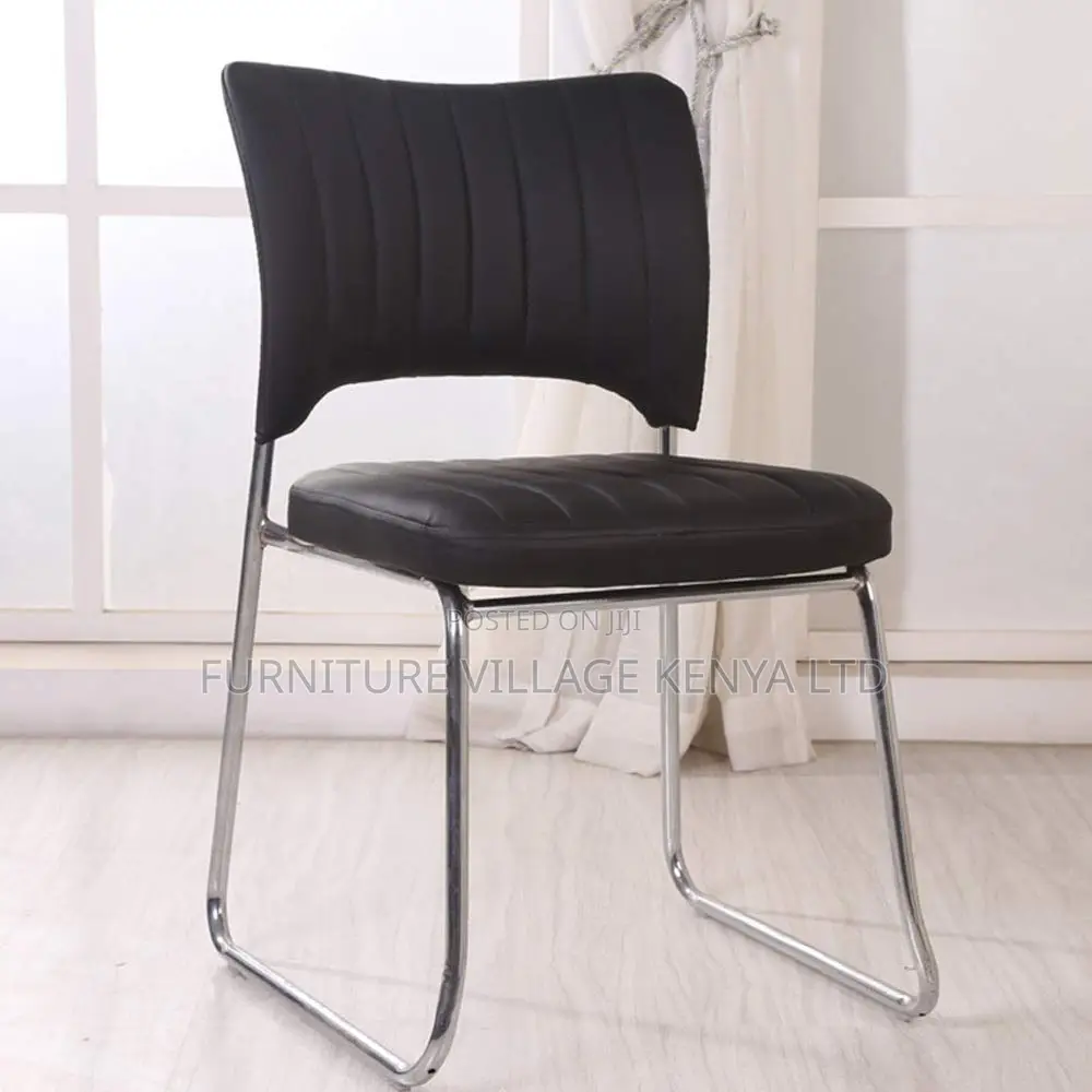 Leather Armless Guest Office Seat.