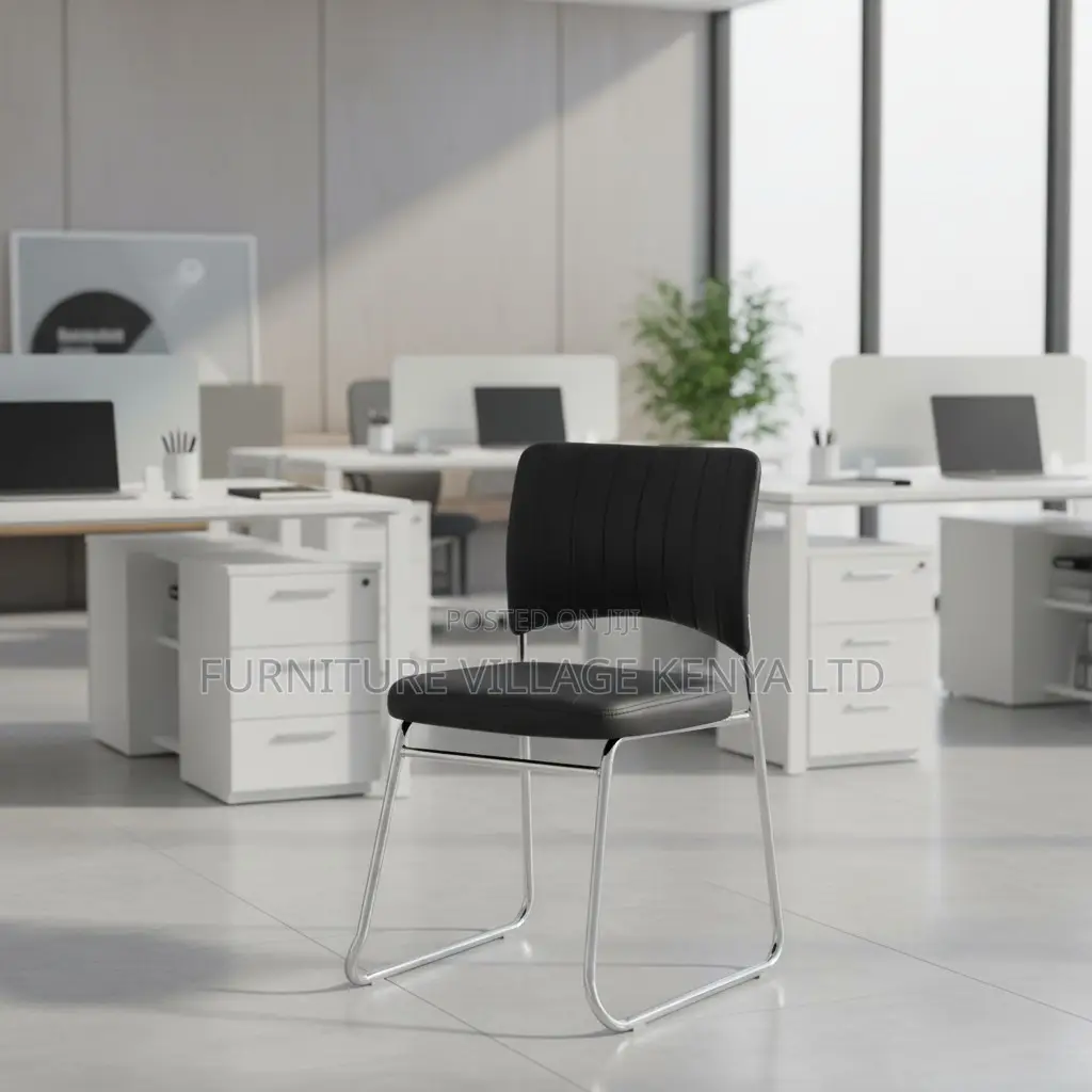 Leather Armless Guest Office Seat.
