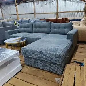 L Seat Grey Bubble Fabric 6-Seater Sofa