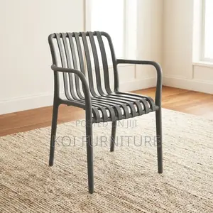 Dining Chair : Ribbed Charcoal Plastic Armchair
