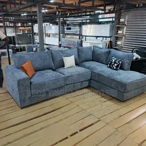 L Seat Dark Grey 6-Seater Sofa With Cushions