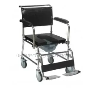Powder Coated Commode Chair, Flip Down Armrest, Detachable Legrest, 5