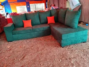 Green L-Shaped Corner Sofa 6 Seater