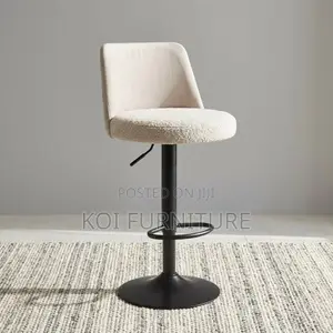 Barstool : Bouclair Adjustable Fabric and Metal Barstool