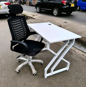 Metallic Study Desk and Office Chair–Workspace Set for Home and Office