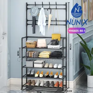 Strong Metallic 5 Tier Multipurpose Clothes Shoe Rack