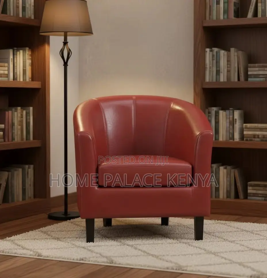 Accent Chair: Leather Leisure Lounge Chair With High-Density Foam